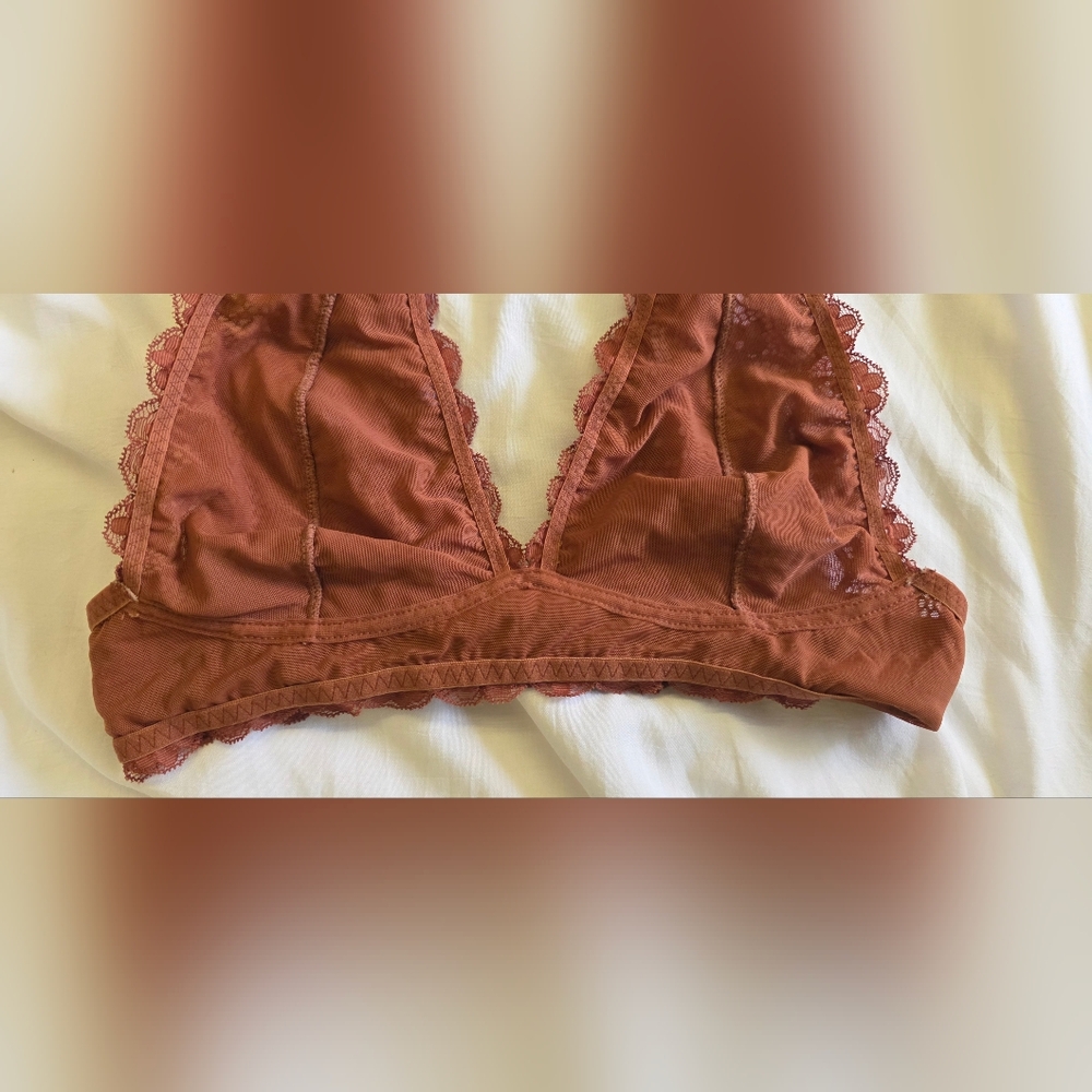 Free People Intimately Galloon Lace Halter Bra Rust Longline Bralette Small - Picture 7 of 8